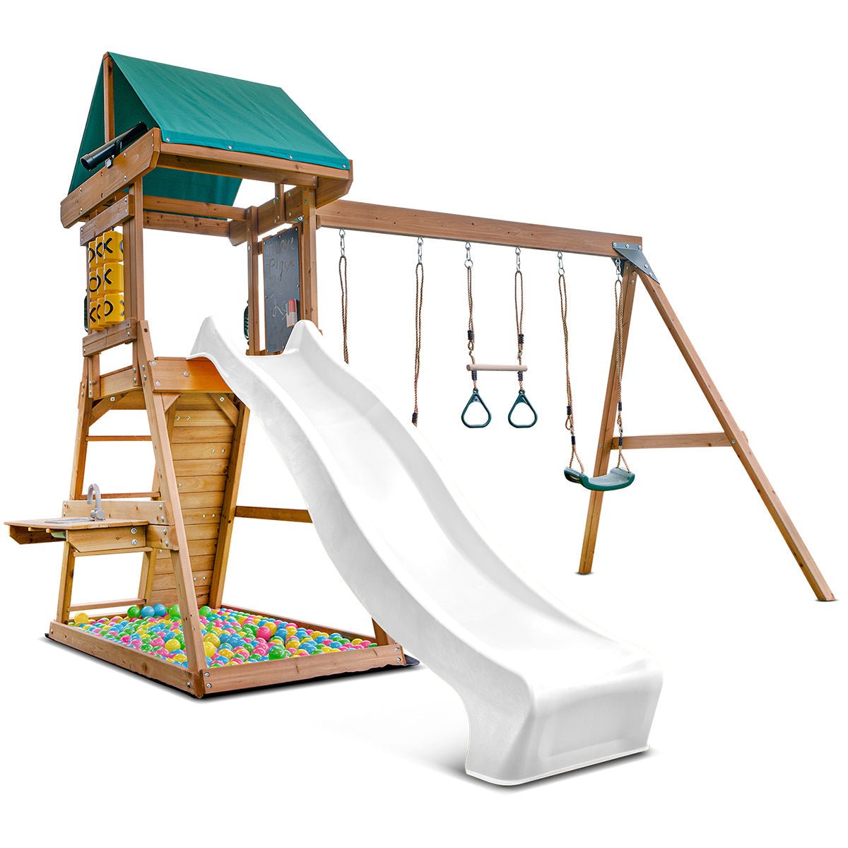 Lifespan Kids Birmingham Swing Set & Play Centre with 2.2m Slide (White) for kids outdoor play - PlayScapes Australia
