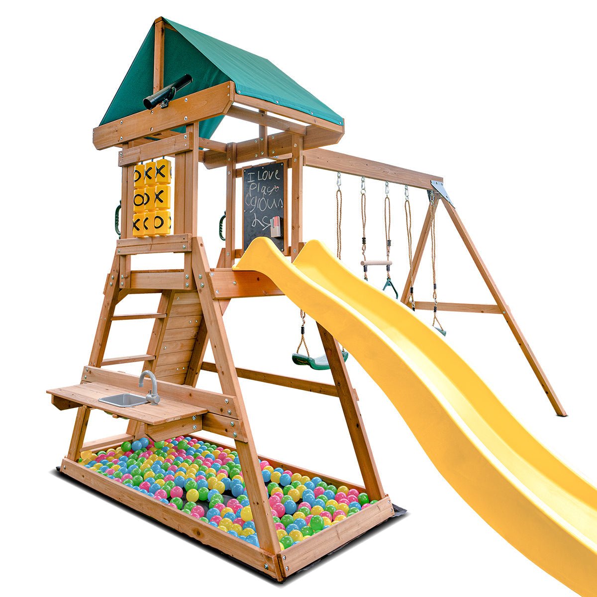 Lifespan Kids Birmingham Swing Set & Play Centre with 2.2m Slide (Yellow) for kids outdoor play - PlayScapes Australia