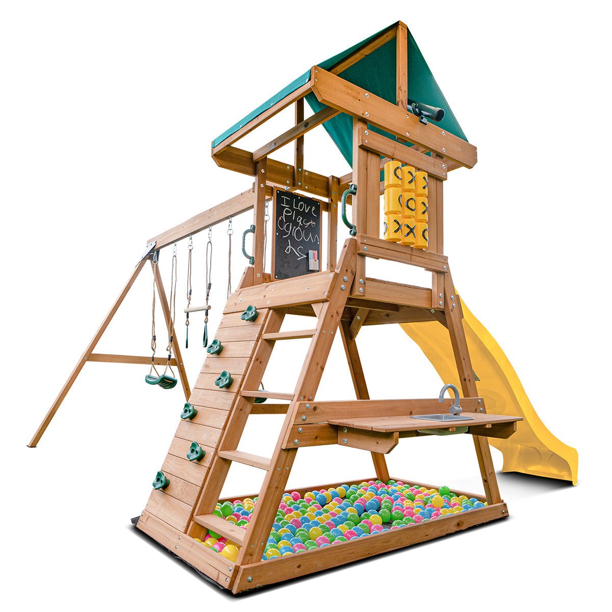 Lifespan Kids Birmingham Swing Set & Play Centre with 2.2m Slide (Yellow) for kids outdoor play - PlayScapes Australia