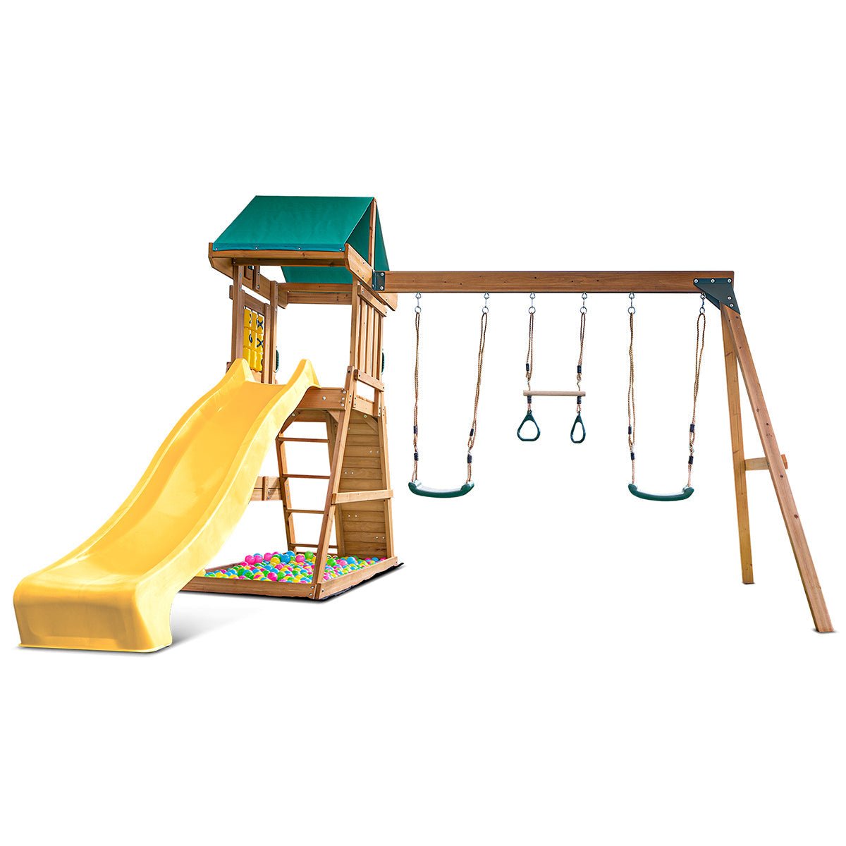 Lifespan Kids Birmingham Swing Set & Play Centre with 2.2m Slide (Yellow) for kids outdoor play - PlayScapes Australia