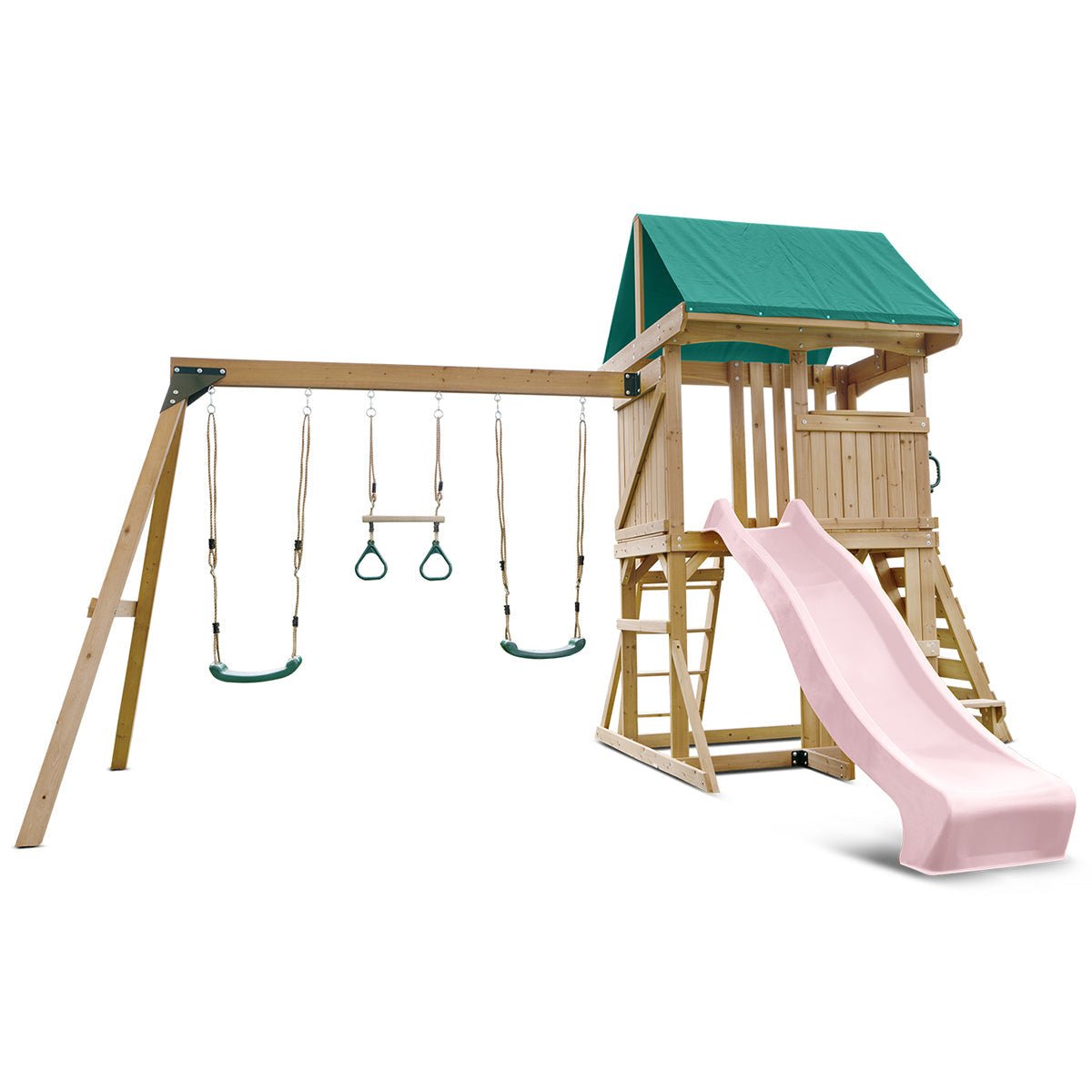 Lifespan Kids Carindale Swing Set & Play Centre with 2.2m Slide (Pastel Pink) for kids outdoor play - PlayScapes Australia