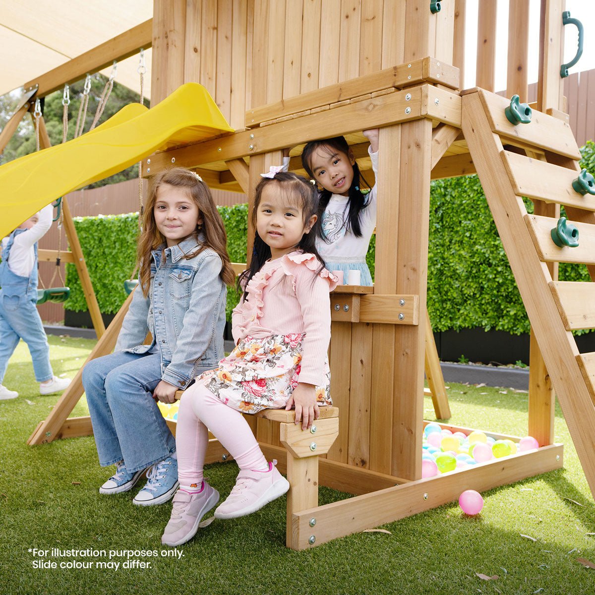 Lifespan Kids Carindale Swing Set & Play Centre with 2.2m Slide (Pastel Pink) for kids outdoor play - PlayScapes Australia