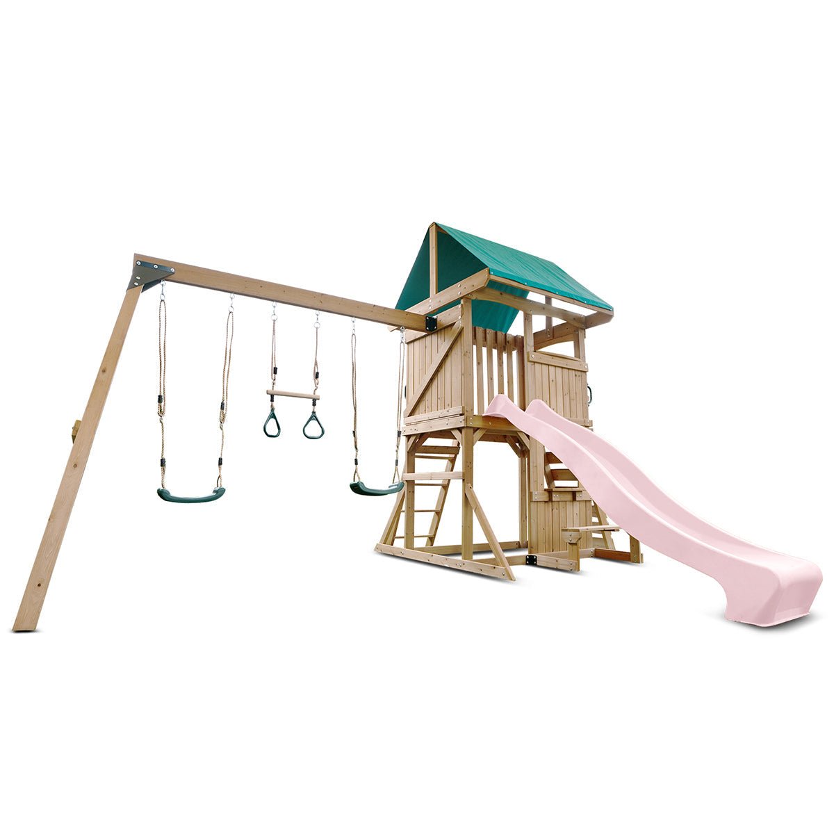Lifespan Kids Carindale Swing Set & Play Centre with 2.2m Slide (Pastel Pink) for kids outdoor play - PlayScapes Australia