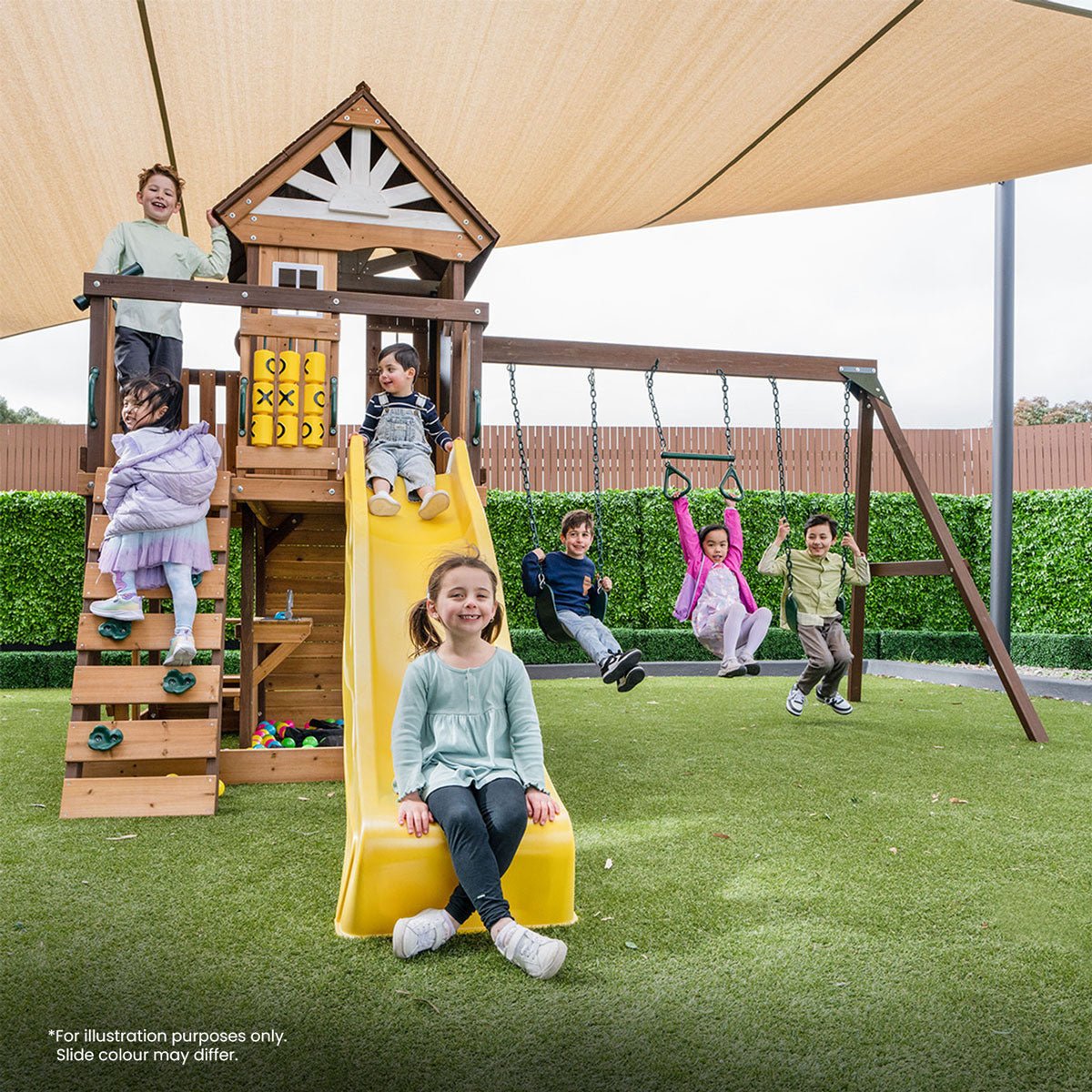 Lifespan Kids Coventry Swing Set & Play Centre with 2.2m Slide (Pastel Blue) for kids outdoor play - PlayScapes Australia