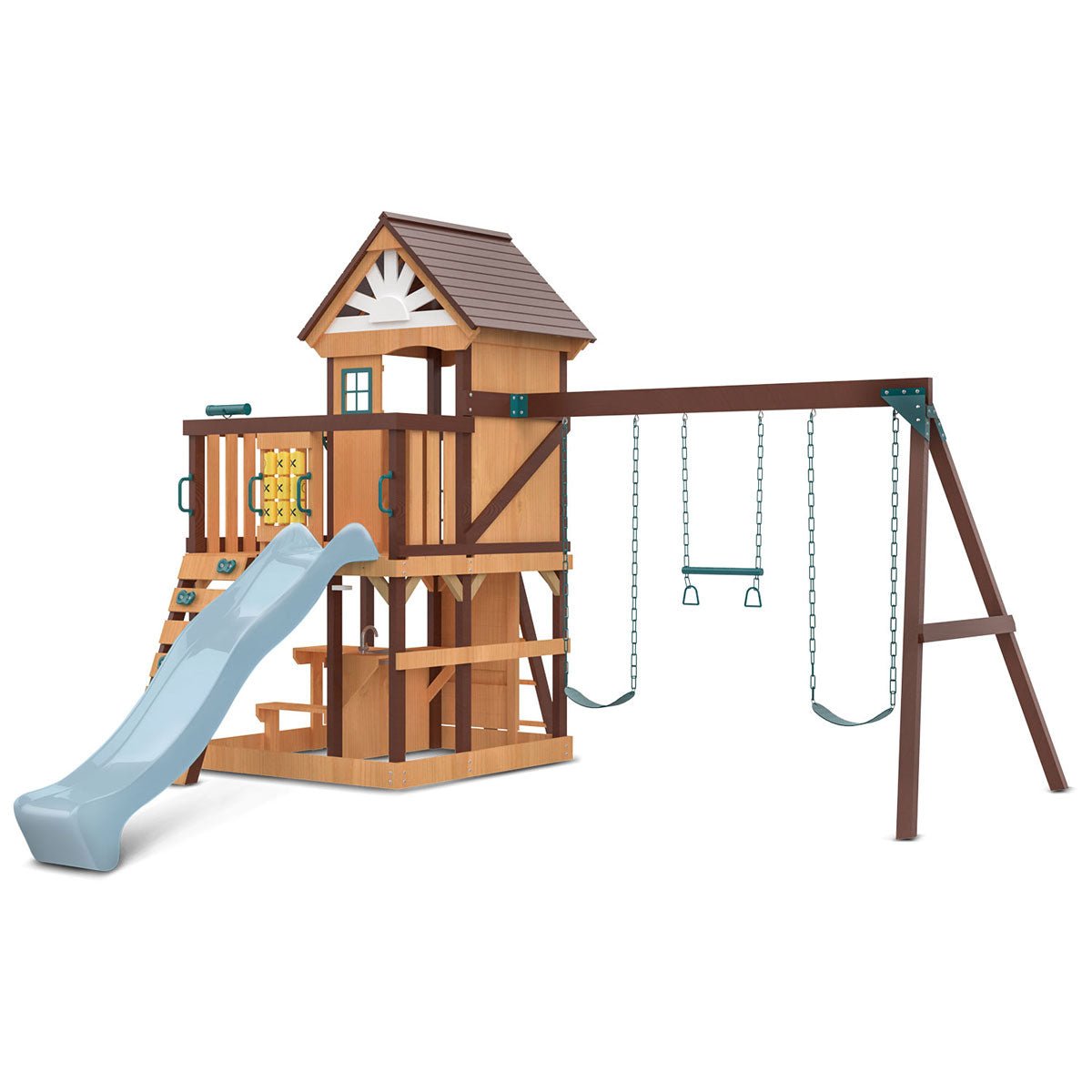Lifespan Kids Coventry Swing Set & Play Centre with 2.2m Slide (Pastel Blue) for kids outdoor play - PlayScapes Australia
