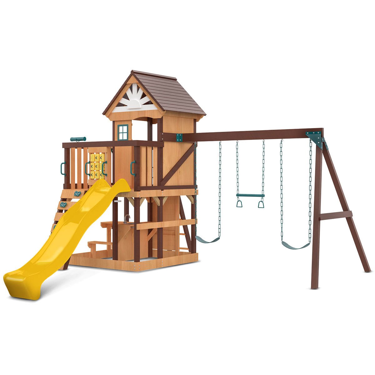 Lifespan Kids Coventry Swing Set & Play Centre with 2.2m Slide (Yellow) for kids outdoor play - PlayScapes Australia