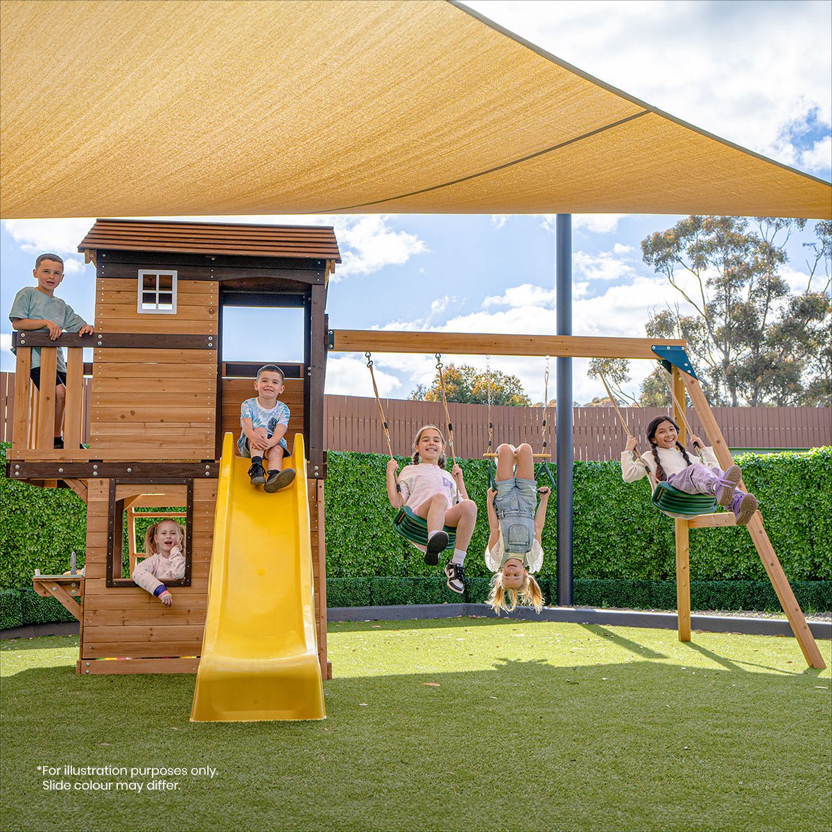 Lifespan Kids Darlington Swing Set & Play Centre with 2.2m Slide (Pastel Pink) for kids outdoor play - PlayScapes Australia