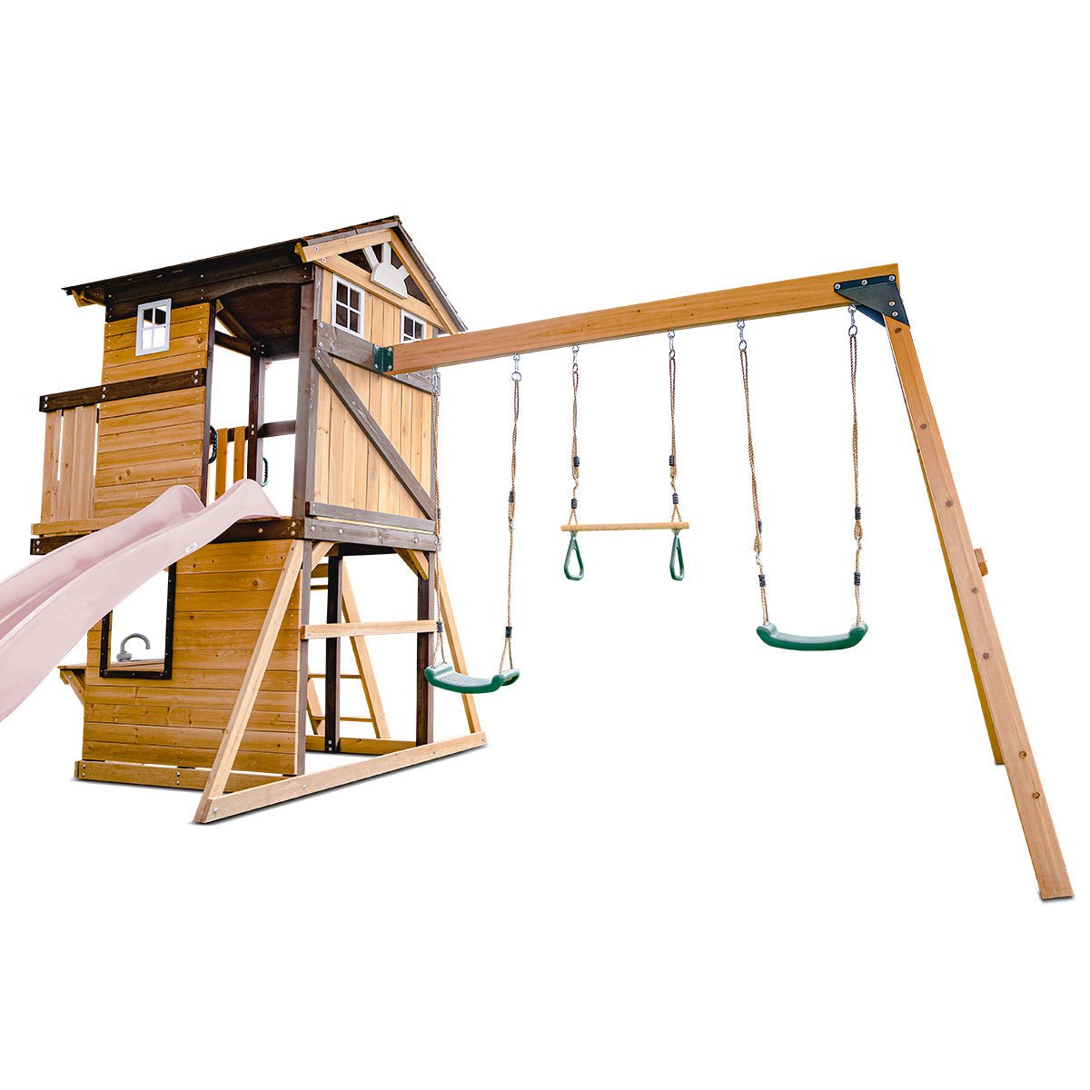 Lifespan Kids Darlington Swing Set & Play Centre with 2.2m Slide (Pastel Pink) for kids outdoor play - PlayScapes Australia