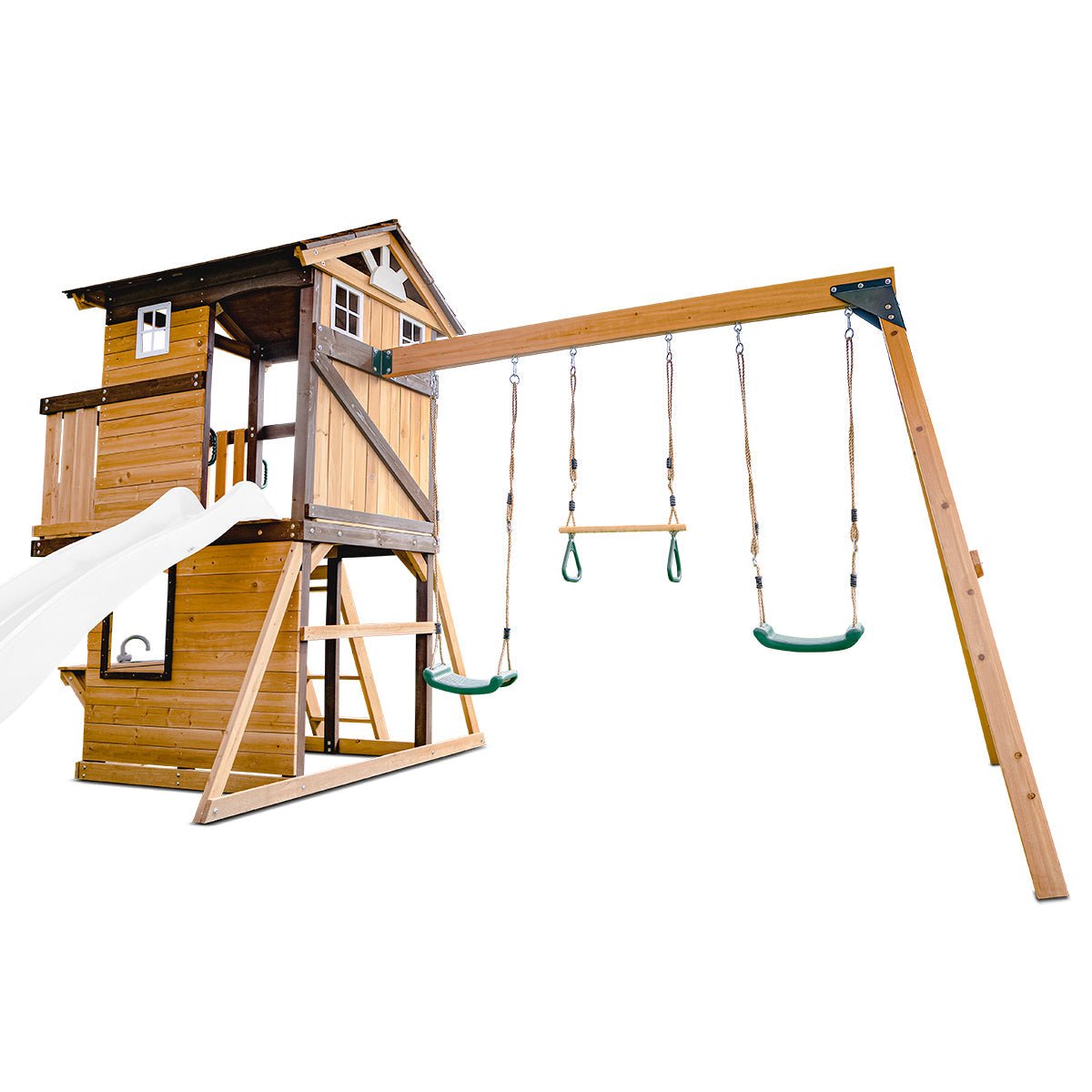 Lifespan Kids Darlington Swing Set & Play Centre with 2.2m Slide (White) for kids outdoor play - PlayScapes Australia