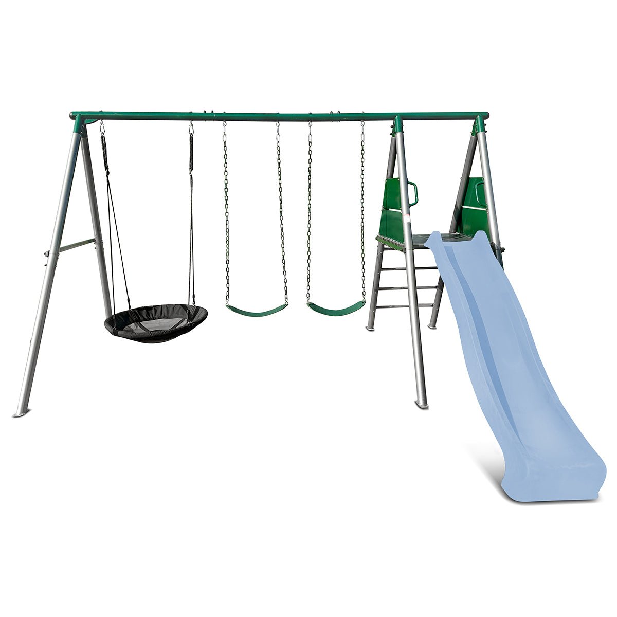Lifespan Kids Europa Commercial Grade Steel Swing Set with Climb & 2.2m Slide (Pastel Blue) for kids outdoor play - PlayScapes Australia