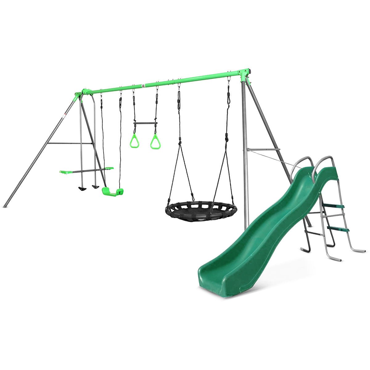 Lifespan Kids Lynx 4 Station Swing Set with Slippery Slide for kids outdoor play - PlayScapes Australia