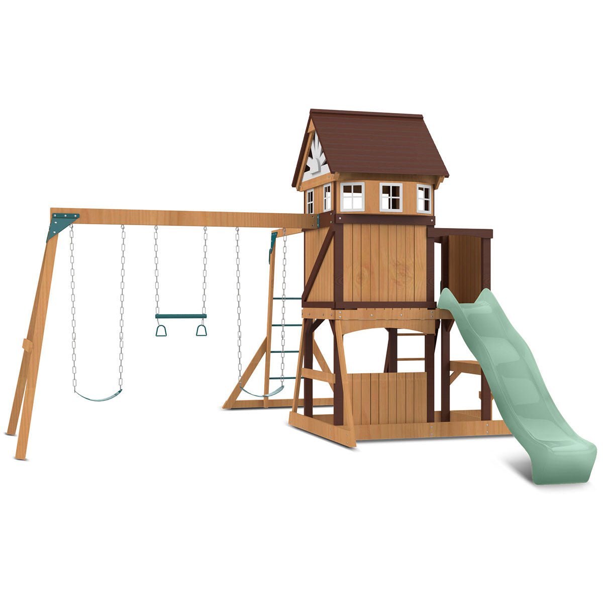 Lifespan Kids Meer Brook Swing Set with Monkey Bars and Play Centre for Backyard Fun