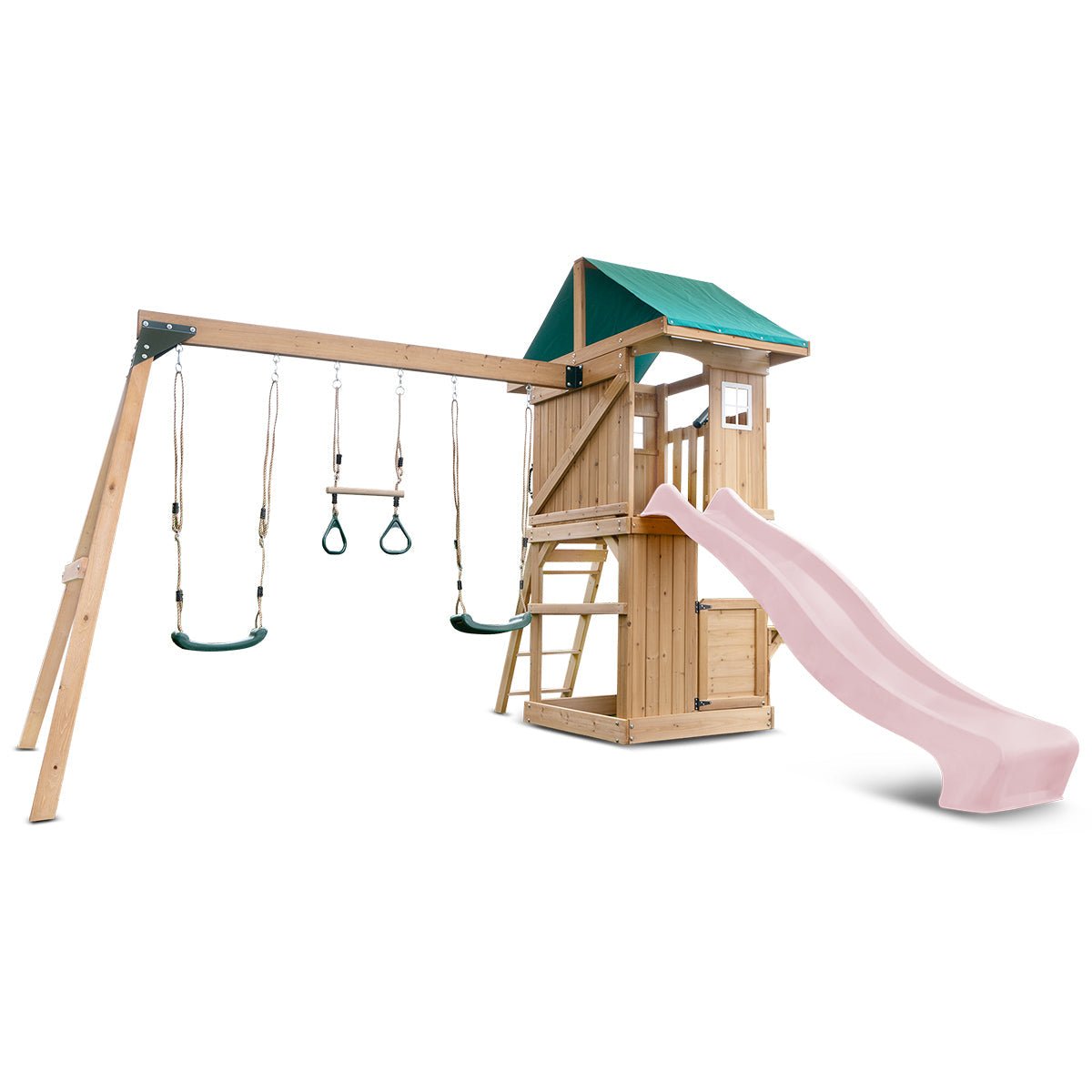 Lifespan Kids Montrose Swing Set & Play Centre with 2.2m Slide (Pastel Pink) for kids outdoor play - PlayScapes Australia