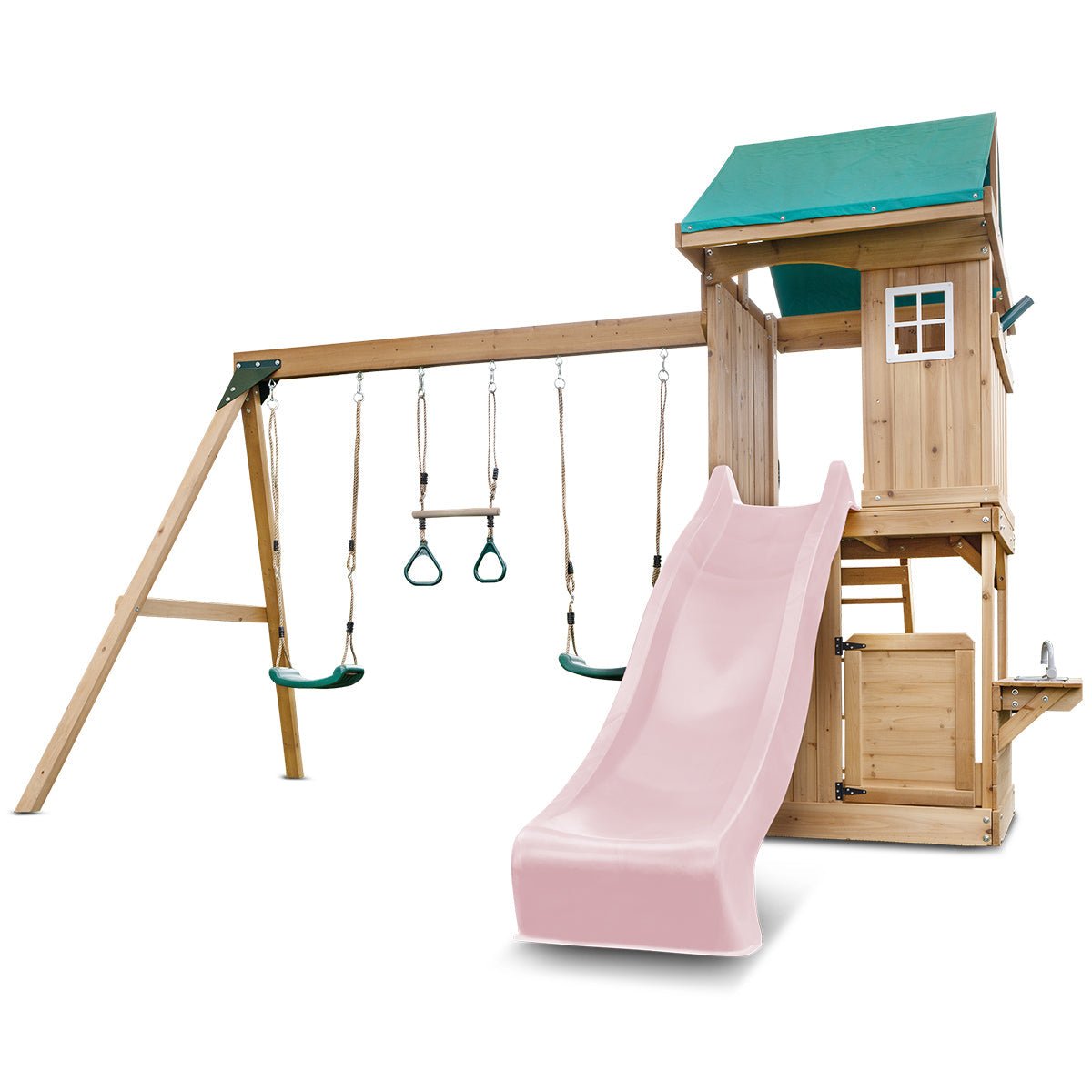 Lifespan Kids Montrose Swing Set & Play Centre with 2.2m Slide (Pastel Pink) for kids outdoor play - PlayScapes Australia
