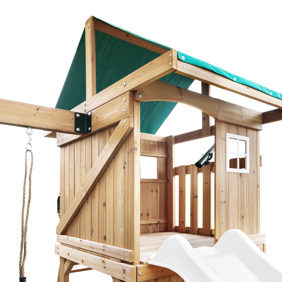 Lifespan Kids Montrose Swing Set & Play Centre with 2.2m Slide (White) for kids outdoor play - PlayScapes Australia