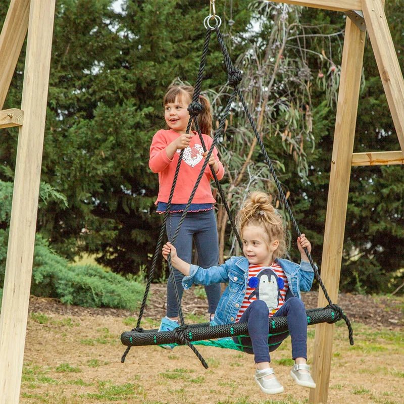 Lifespan Kids Oakley Swing Set with 1m Spidey Web Saucer Swing. for kids outdoor play - PlayScapes Australia