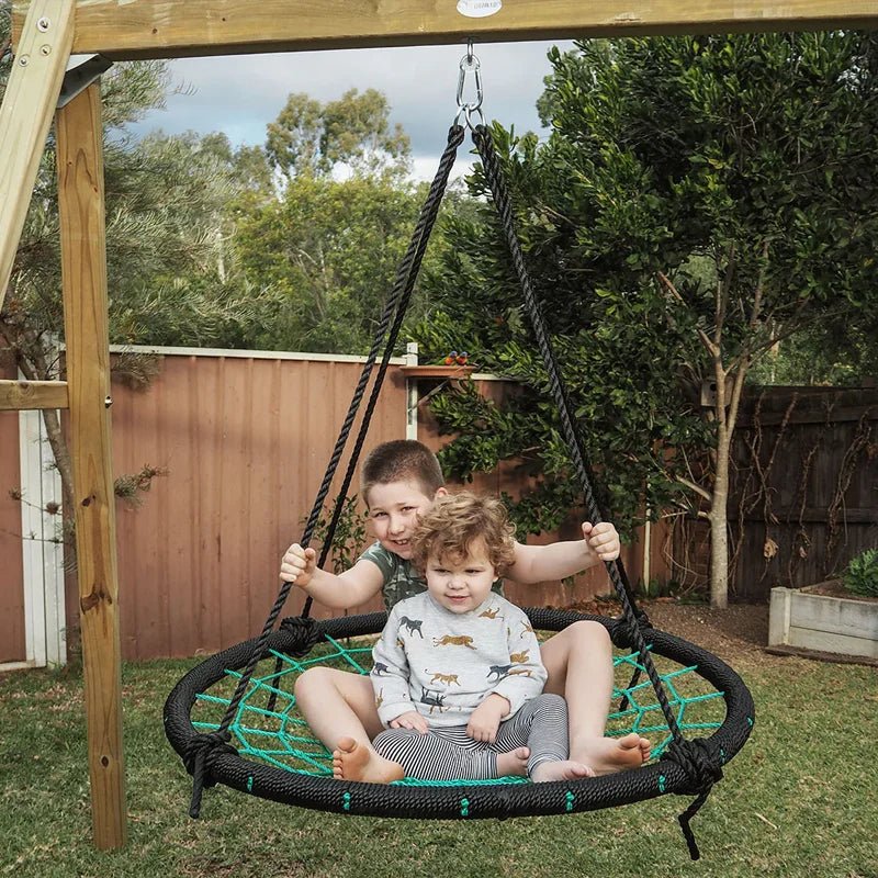 Lifespan Kids Oakley Swing Set with 1m Spidey Web Saucer Swing. for kids outdoor play - PlayScapes Australia