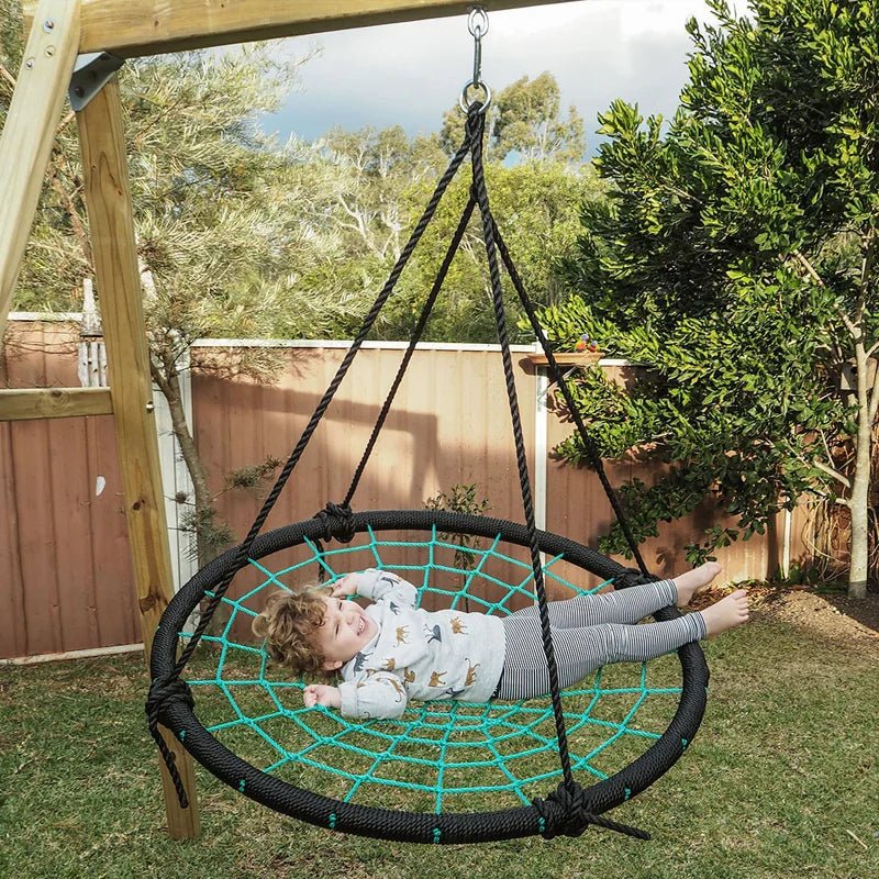 Lifespan Kids Oakley Swing Set with 1m Spidey Web Saucer Swing. for kids outdoor play - PlayScapes Australia