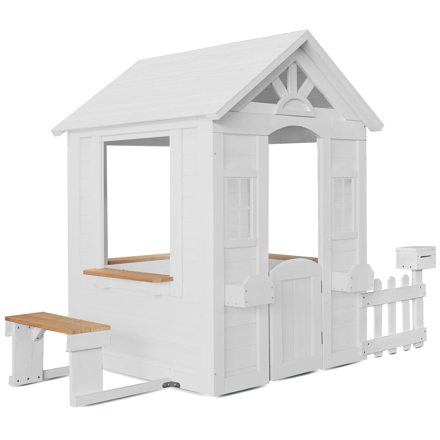 Lifespan Kids Teddy Cubby House in White (V2) with Floor for kids outdoor play - PlayScapes Australia