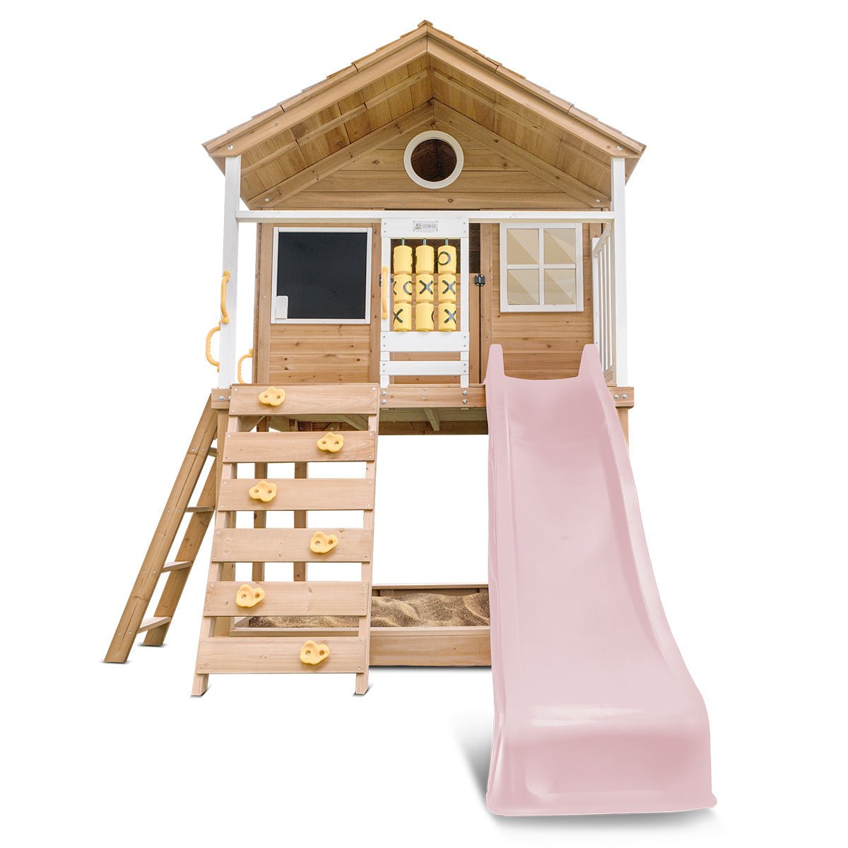 Lifespan Kids Warrigal Cubby House with 2.2m Slide (Pastel Pink) for kids outdoor play - PlayScapes Australia