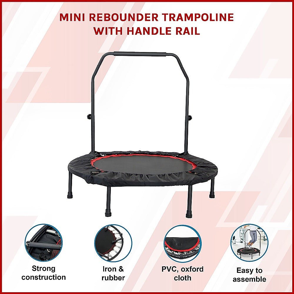 Mini Rebounder Trampoline With Handle Rail for kids outdoor play - PlayScapes Australia