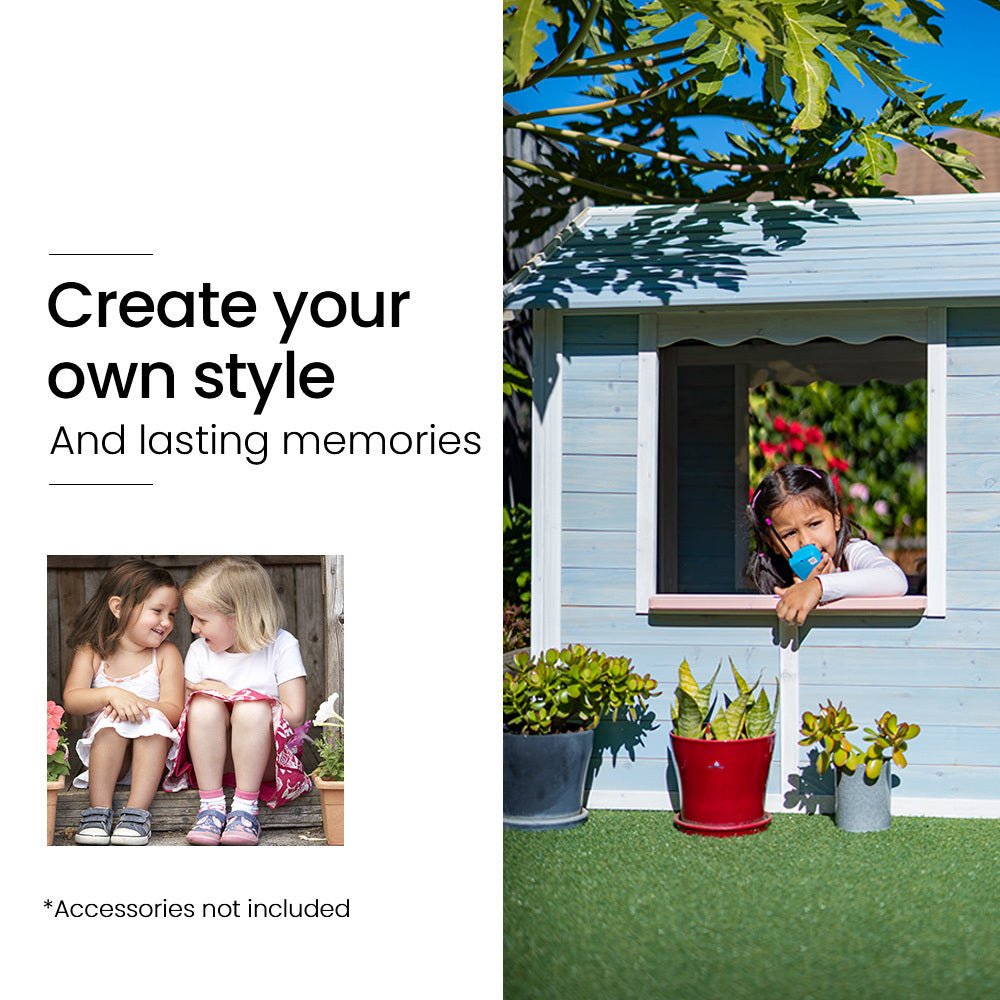 ROVO KIDS Cubby House, Outdoor Wooden DIY Timber Cottage Style Playhouse. for kids outdoor play - PlayScapes Australia