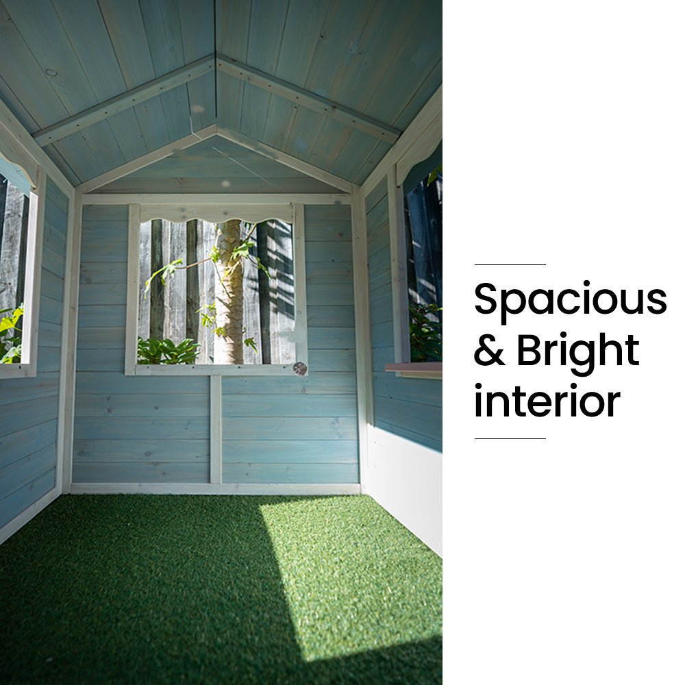 ROVO KIDS Cubby House, Outdoor Wooden DIY Timber Cottage Style Playhouse. for kids outdoor play - PlayScapes Australia