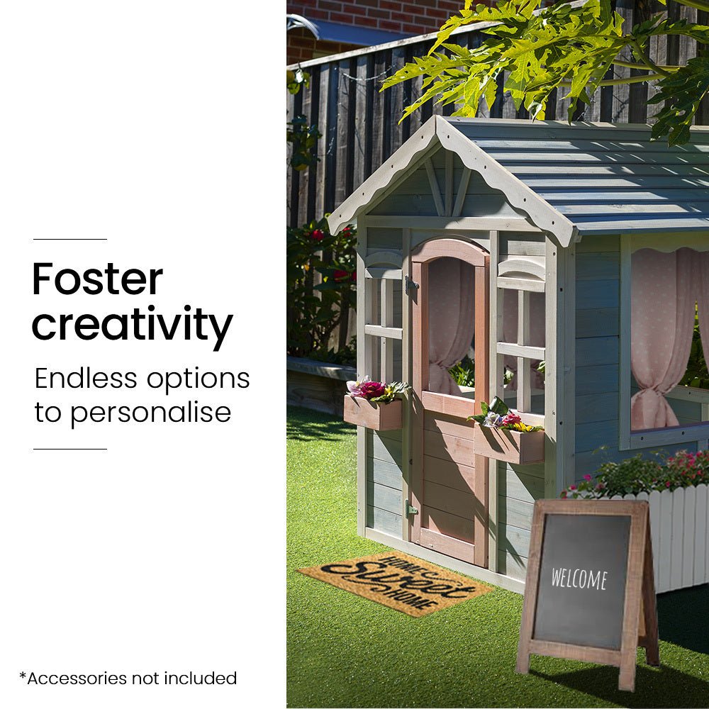 ROVO KIDS Cubby House, Outdoor Wooden DIY Timber Cottage Style Playhouse. for kids outdoor play - PlayScapes Australia