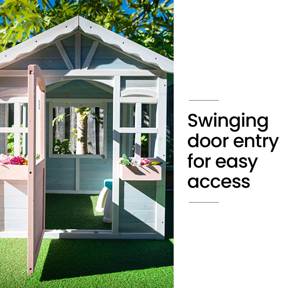 ROVO KIDS Cubby House, Outdoor Wooden DIY Timber Cottage Style Playhouse. for kids outdoor play - PlayScapes Australia