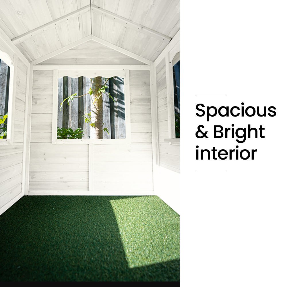 ROVO KIDS Cubby House, Wooden Outdoor DIY Timber Cottage Style Playhouse. for kids outdoor play - PlayScapes Australia