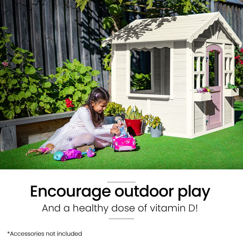 ROVO KIDS Cubby House, Wooden Outdoor DIY Timber Cottage Style Playhouse. for kids outdoor play - PlayScapes Australia