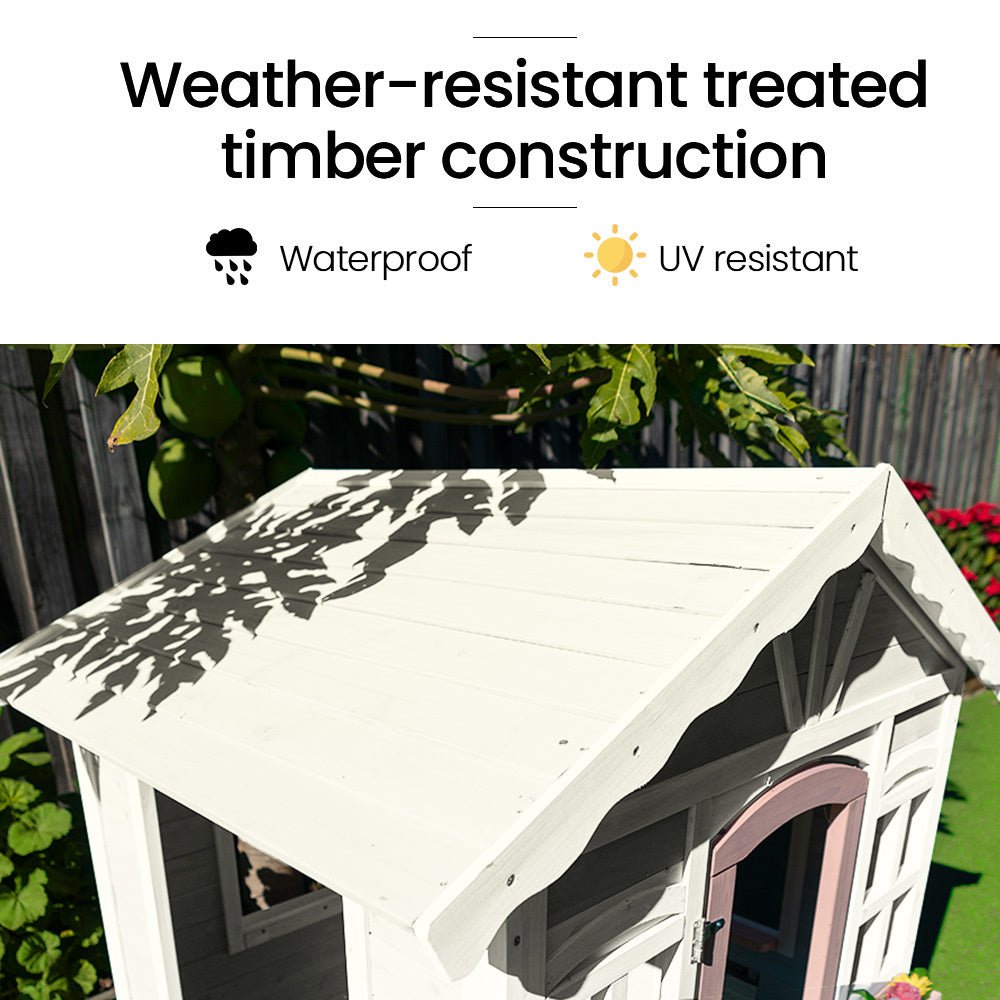 ROVO KIDS Cubby House, Wooden Outdoor DIY Timber Cottage Style Playhouse. for kids outdoor play - PlayScapes Australia