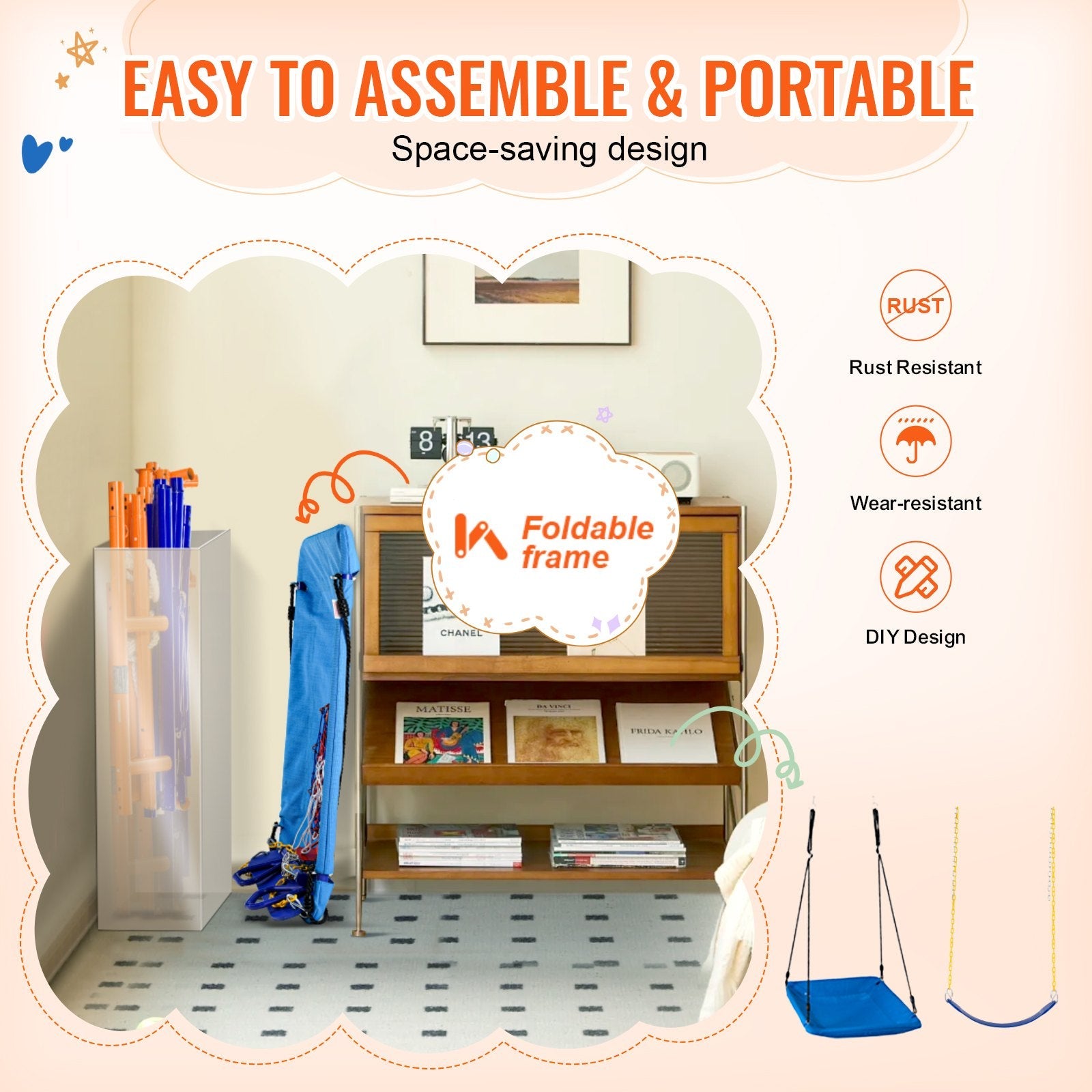 VEVOR Swing Sets for Backyard 6 in 1 Swing Set 440lbs Capacity Metal Swingset for kids outdoor play - PlayScapes Australia